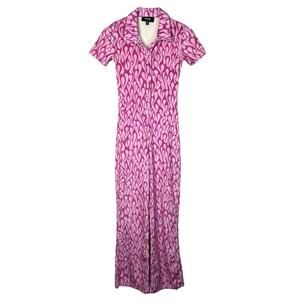 New Girl Order UO Flame Velour Jumpsuit AOP Y2K Retro Pink Womens UK 6, US 2